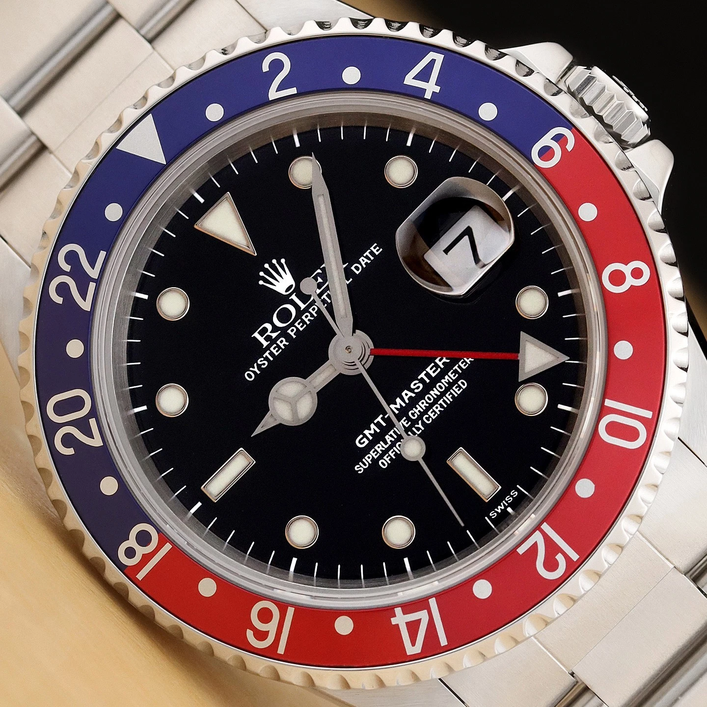ROLEX GMT MASTER 16700 PEPSI BLUE RED BEZEL STEEL DATE 40MM OYSTER WATCH