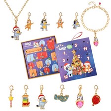 Bluey Jewelry Advent Gift Set: 12 Piece Necklace, Bracelet  Charms Mix  Mat...