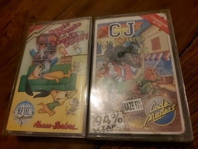 2 Commodore 64C64 Spiel - Augie Doggie And Doggie Daddy & Cjs Elephant Possen 