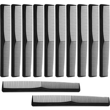 12 Pieces Hair Combs Bulk Fine and Wide Tooth Black Cutting Combs for Barber ...
