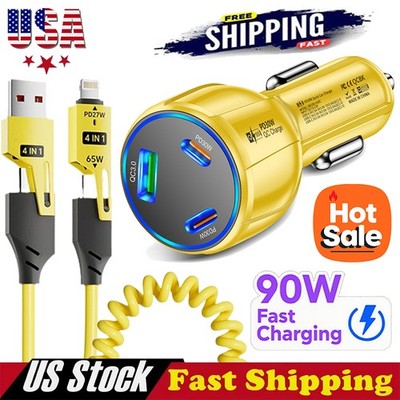 90W Super Fast Charging USB TypeC Car Charger For Samsung Galaxy Z Fold7 6 5 A13