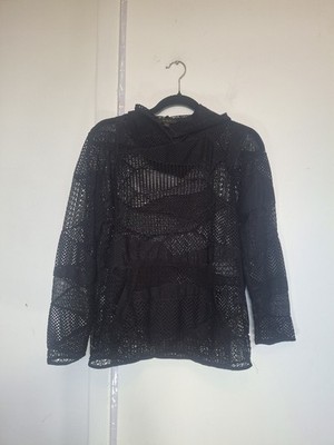 ALALA Shore Collage Mesh Pullover Hoodie Black Size