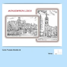 CP M 47111-135 POSTCARD 2 DRAWINGS 47 MONSEMPRON LIBOS