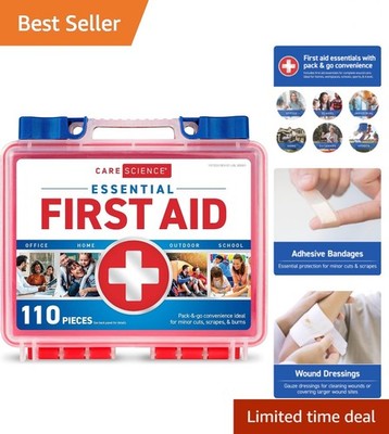 Professional 110-Piece First Aid Kit | Clear Storage Box for Travel & Survival