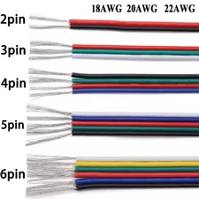 LED RGB Strip Extension Connector Cable Wire 18AWG 20AWG 22AWG 2/3/4/5/6 Pin