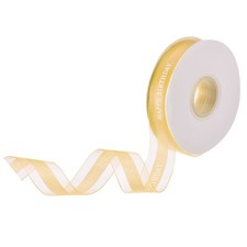 1" 50 Yard Happy Birthday Ribbon Chiffon Organza Satin Ribbon, Yellow