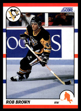 1990 Score American Rob Brown #105 Pittsburgh Penguins NHL Hockey Base Set
