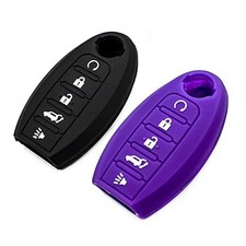 Silicone Key Fob Cover Fit for Nissan Armada Murano Rogue Maxima Black Purple