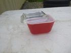 Vintage PYREX 0501 Red Refrigerator Dish w/ Lid