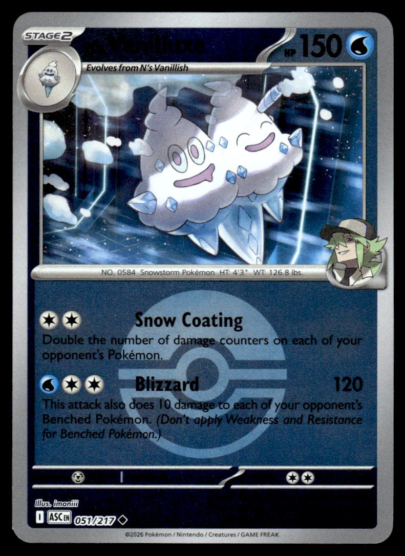 2026 Ascended Heroes N's Vanilluxe Uncommon/Reverse Holo #51