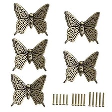 JUXYES 5 Pack Vintage Butterfly Handle Pulls Knobs for Cabinet Dresser