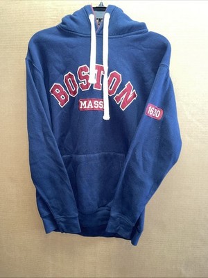 New England Collections Hoodie Mens Small Blue Boston 1630 Graphic Sweatshirt