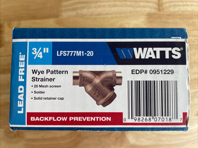 Watts Wye-Pattern Strainer 3/4'' LFS777M1-20 Lead Free NEW