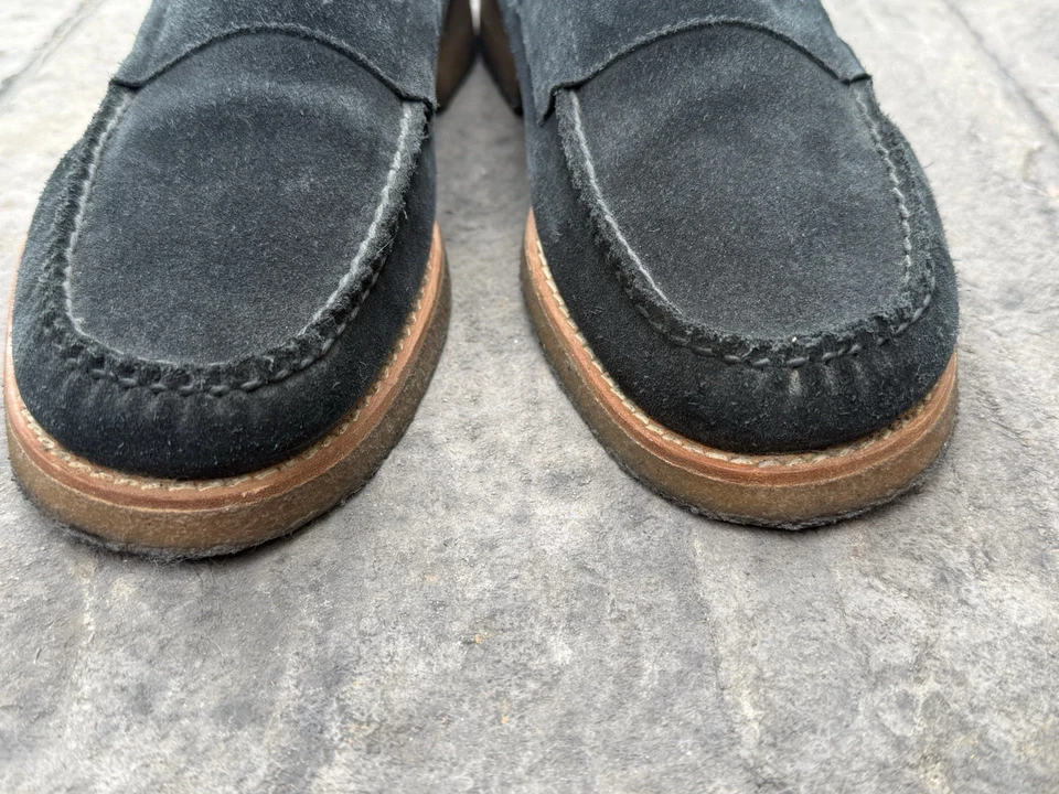 Brooks Brothers Gamuza Penny Mocasines Hombres Talla 11 D Negro Zapatos Rojo Polar Comodidad Foto 3 de 4