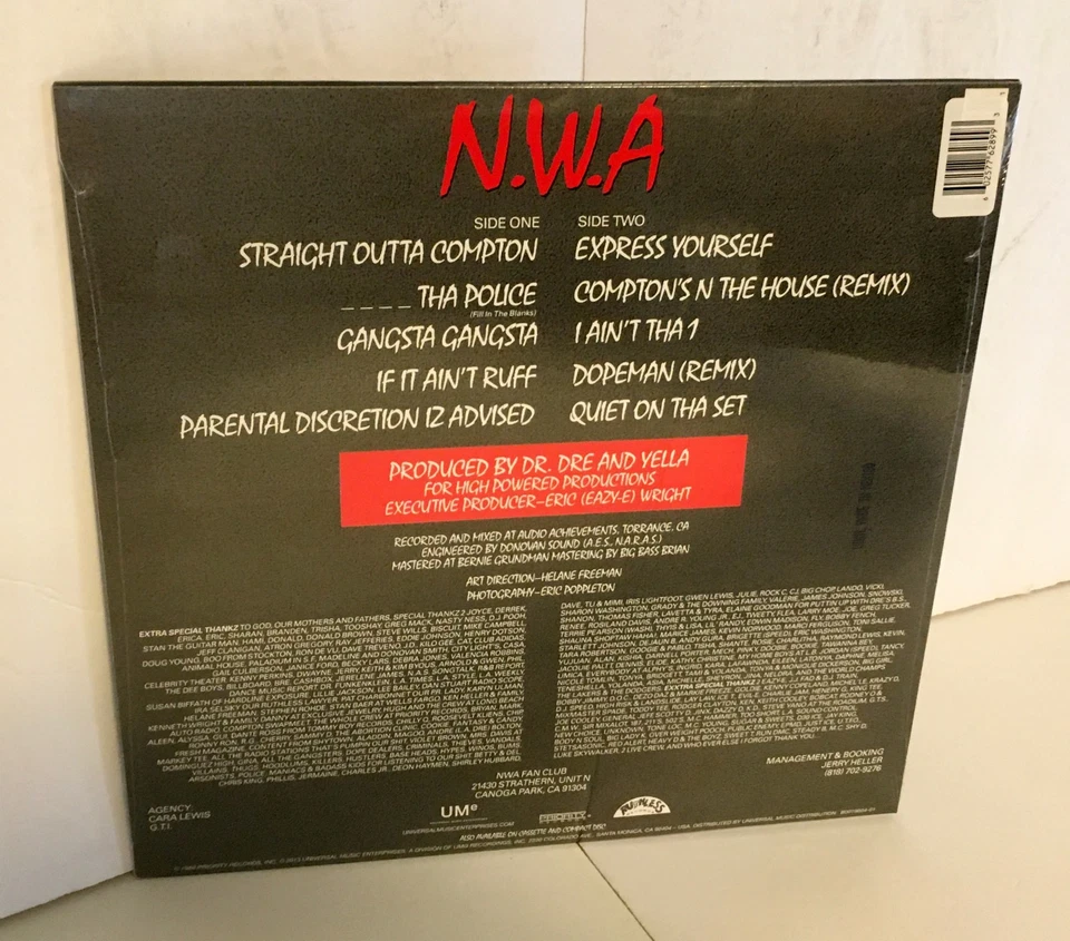 N.W.A. straight outta compton Lp RED COLORED Vinyl Record , SEALED / NEW , nwa - Image 3 of 3