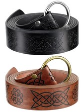 Faux Leather Belt 3.8cm Embossed Medieval Viking Men's Cosplay Waist Belts