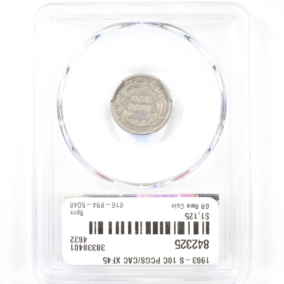 1903-S 10C PCGS/CAC XF45 - Barber Dime - Key Date - Image 2 of 4