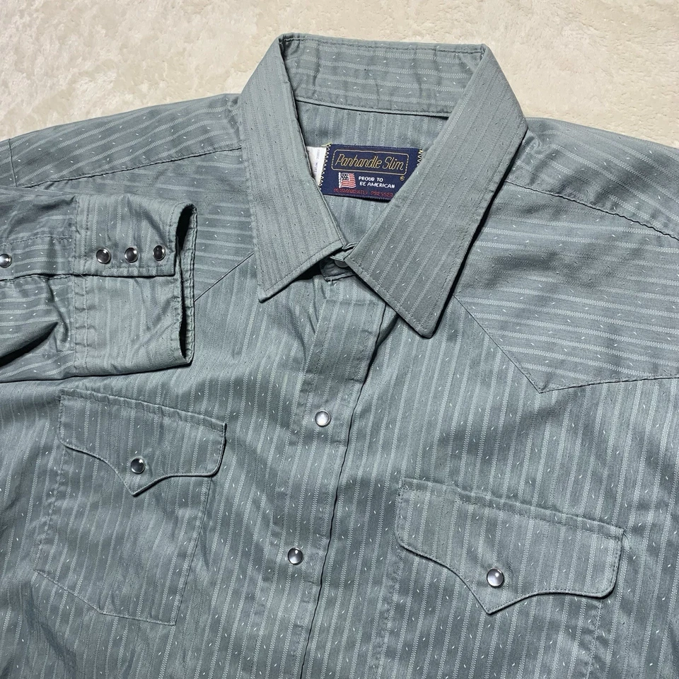 Camisa a Presión Vintage Panhandle Delgada Perla Para Hombre Talla 18-35 (se adapta a XXL) Hecha en EE. UU. Foto 2 de 4