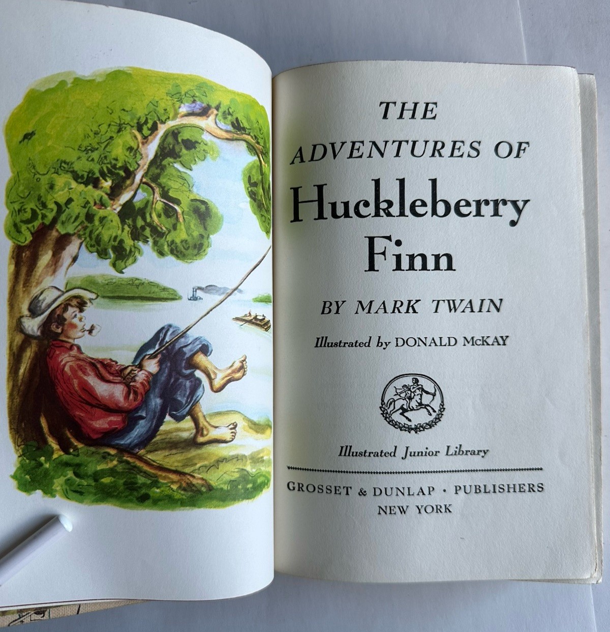 Vintage Adv Of Huckleberry Finn By Mark Twain Donald McKay Illus 1948 HC Book