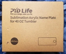PYD Life Sublimation Acrylic Name Plates For 40 Oz Tumbler 100 Pack 3" x 1.25"