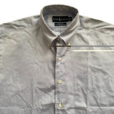 Vintage Ralph Lauren Yarmouth Shirt 90s Trad 15.5 32/33 Blue Pinpoint Oxford