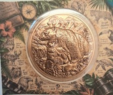 BEAR & CUB COIN - 3D HIGH-RELIEF - 1 TROY Oz. BU COPPER ROUND .999 FINE BULLION