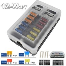 12-Way Blade Fuse Box Block Holder LED Indicator 12V 32V Car Marine Waterproof