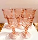 Vtg Arcoroc France Rosaline Pink Swirl Depression Glass 5pc