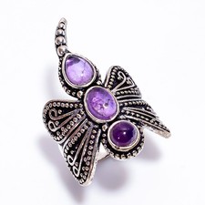 925 Sterling Silver Jewelry Natural Amethyst Gemstone Ring 6 US Gift For Her
