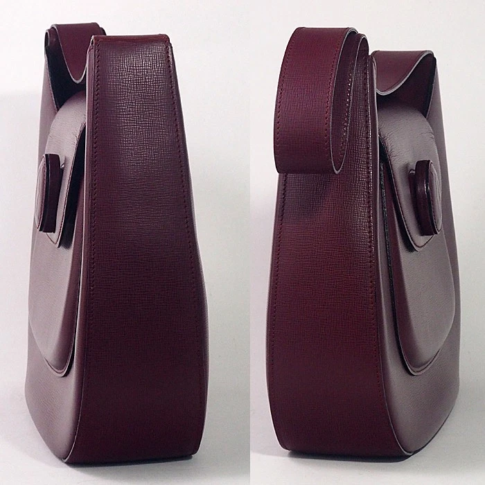 Cartier Must De Turnlock Shoulder Bag Red Leather Gold Hardware Authentic - Image 3 of 4