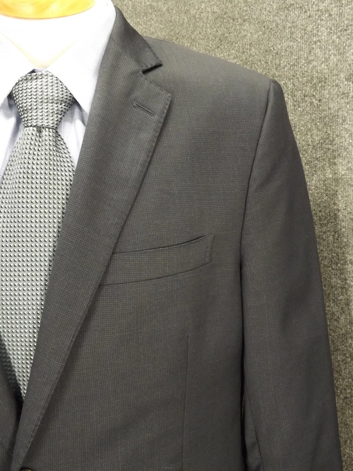 Traje Brooks Brothers 44S Italia Regent Azul Micro Cuadros 36x27.5 Pantalones Lana Reda Foto 3 de 4