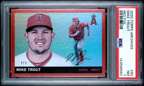 Mike Trout /5 - 2020 Topps Archives 1955 Red Parallel #50 Angels PSA 7 Near Mint