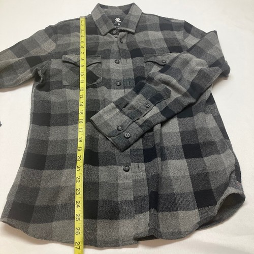 Element Flannel Shirt Mens Size S Heavy Cotton Plaid Check Skateboard Gray Black - Picture 10 of 13