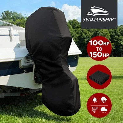 Seamanship Outboard Boat Motor Engine Cover Dust Protection 100-150hp 600D Black - image 1 of 4