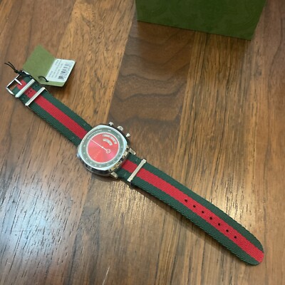 Gucci Watch GRIP Red Stainless Steel Sapphire Glass Quartz 40MM