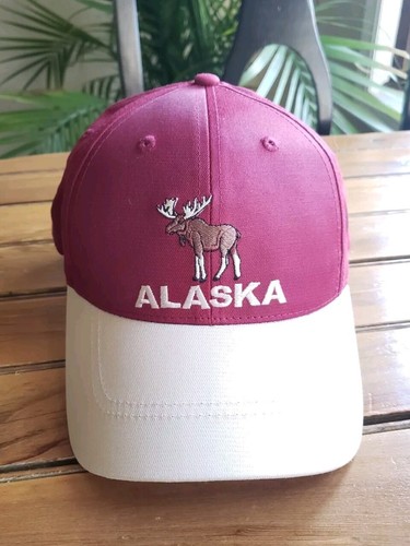 Alaska Moose Embroidered Baseball Cap Hat NEW Maroon