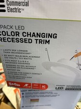 Commercial Electric 5 6 Inch LED Color Change Recessed Trim White 4 Lights