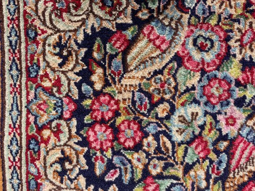 Kirman Kerman poshti small Persian rug beau tapis persan teppich birds 54 x 54cm - Picture 7 of 23