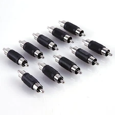 10 pack- RCA Male to RCA Male M/M Plug Coupler AV Audio Adapter Cable Connector