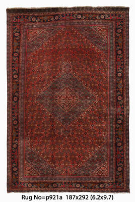 6x10' Handmade Semi-Antique Persean Bijar Diamond Medallion Rug #P921