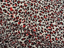 Printed DTY Spandex Stretch Apparel Fabric Red Black White Cheetah A408
