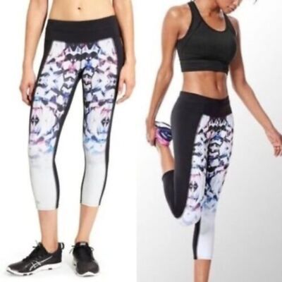 ATHLETA Disco Geo Sonar Cropped Workout Athletic Leggings Size Small