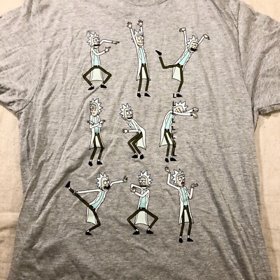 Rick And Morty Dance Moves Gray Heather Large T-Shirt