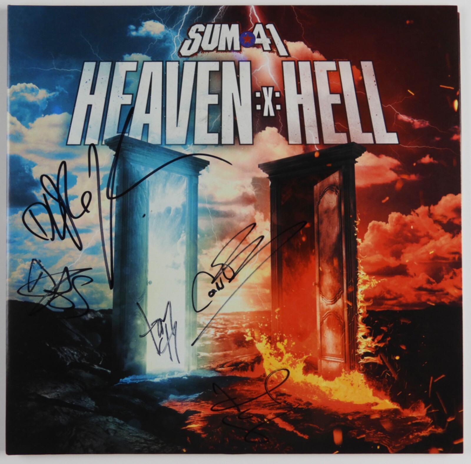 Álbum de vinilo autógrafo firmado por Sum 41 JSA Heaven X Hell Deryck Whibley