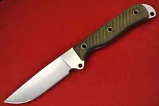 Busse Combat Euro 4 .255" Flat Ground Satin Blade, Textured Black Linen Handle
