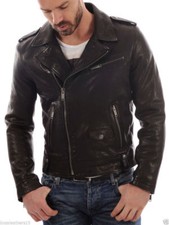 Men's Genuine Lambskin Leather Motorcycle Jacket Slim fit Biker Jacket - FL 414