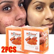 2Pcs Tumeric Soap Skin Whitening Dark Spots lightening Acne Brightening Turmeric