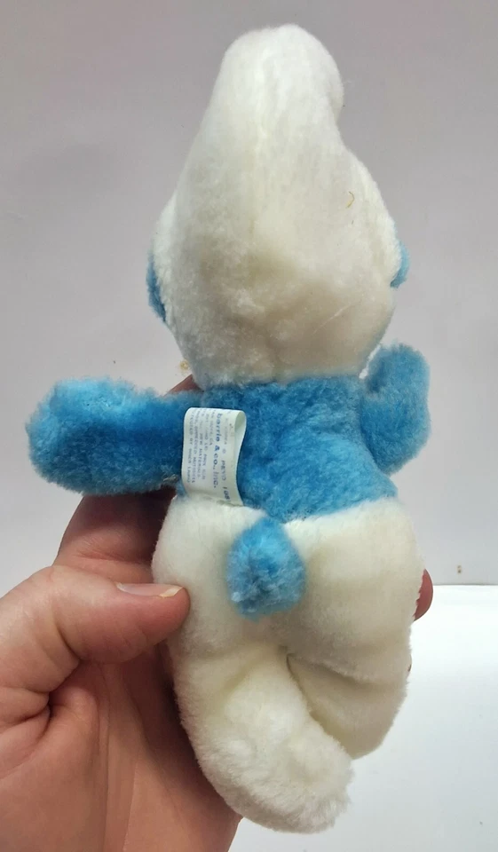 复古 1981 年蓝精灵卡通迷你毛绒玩具 7 英寸玩具 PEYO Wallace Berrie Ganz — 第 4/4 张图片
