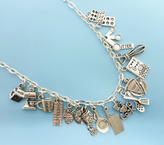 Cooking Charm Necklace Silver Baking Pendants Gift for Chef Baker Cook