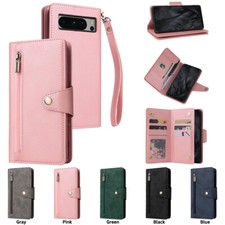 For Google Pixel 10 Pro XL 9A 8 7 6 5 4 Magnetic Flip Leather Zipper Wallet Case